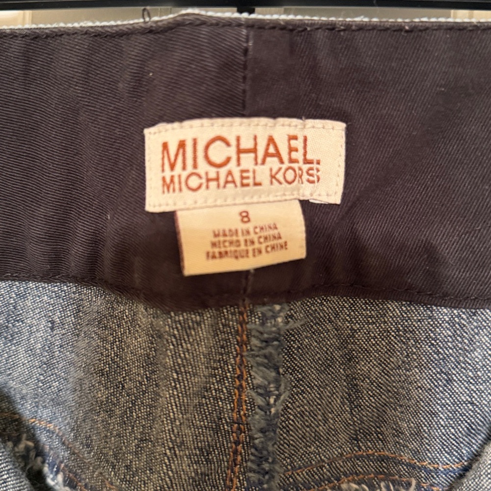 Michael Kors Dark Indigo Straight Leg Jeans Blue Striped Waistband size 8 - Picture 5 of 12